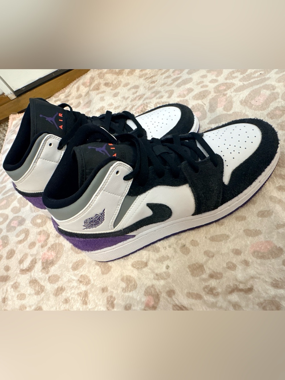Jordan Kids High-Top Sneakers — White, Black & Purple - Picture 4 of 4